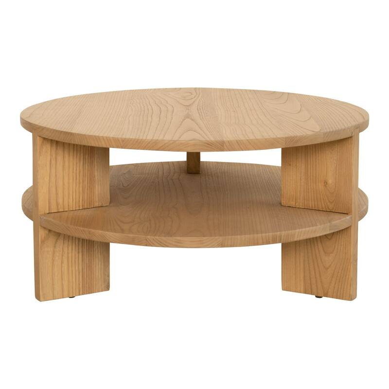 Round Top Wooden Coffee Table - 27.25" - Brown