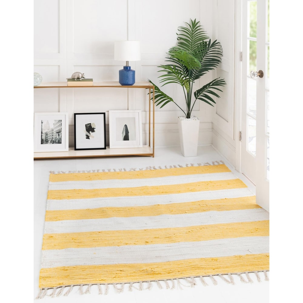 Solid/Striped Emaburn Collection Area Rug