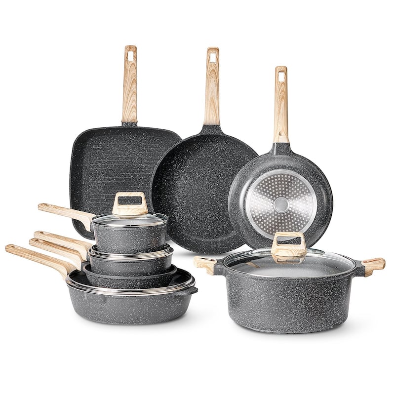 Aluminum Cookware Set with Non-Stick Pans and Lids