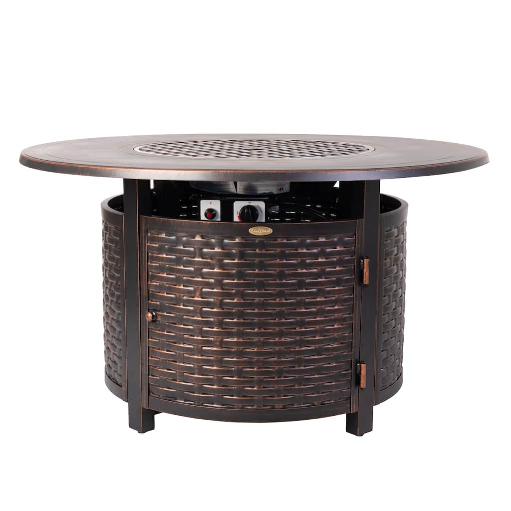 Florence Woven Round Aluminum LPG Fire Pit - N/A