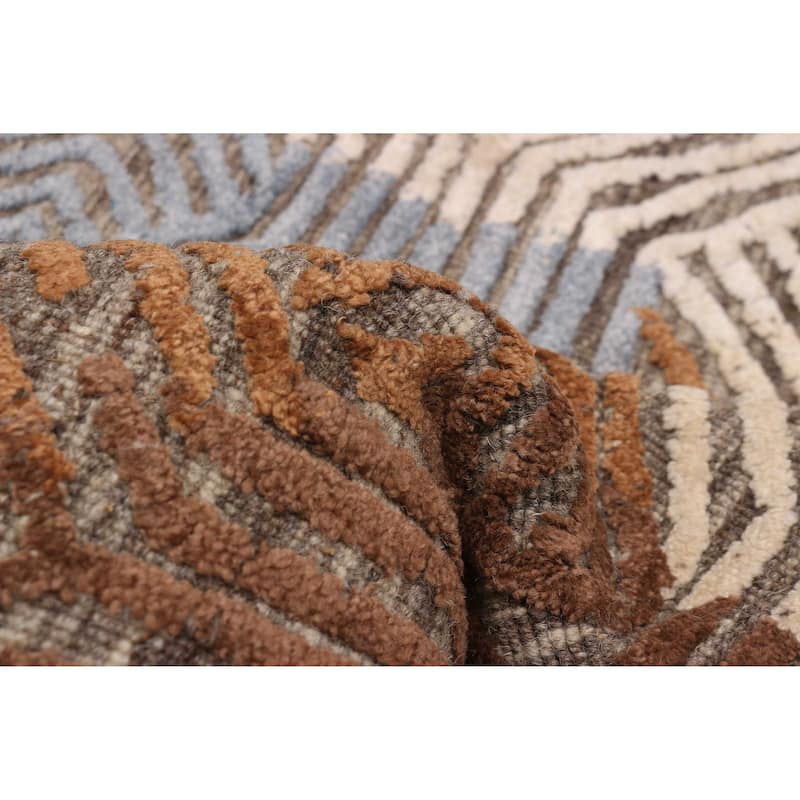 ECARPETGALLERY Hand-knotted Tangier Brown Wool Rug - 5'3 x 8'1
