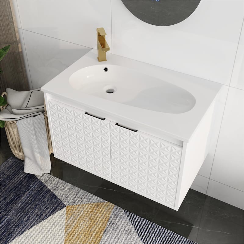 Bathroom Vanity With Sink In 24/30/36 Inch, Floating Bathroom Vanity With Soft Close Door
