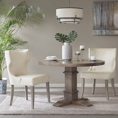 Wingback Dining Chair 1 Piece with Aged Grey Solid Wood Legs