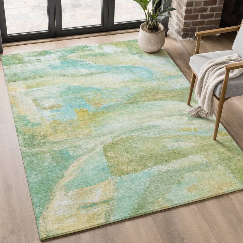 Premium Washable Super Soft Abstract Chic Mayfield Rug - Green - 8' x 10'