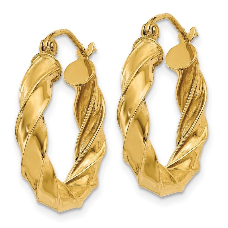 Curata 14k Yellow Gold Light Twisted Hoop Earrings - 21x4mm