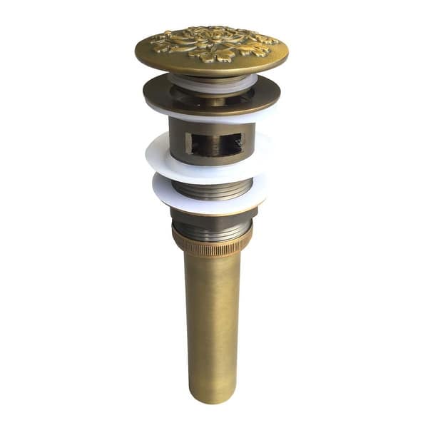 Shop Antique Brass Pop Up Sink Drain Decorative Carving Overstock 14041754
