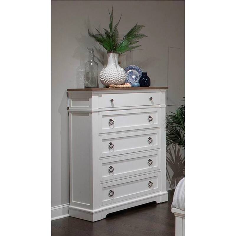 Magnussen Home Kingston Whisper White and Cerused Nutmeg Drawer Chest - 5-drawer