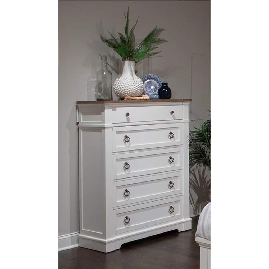 Magnussen Home Kingston Whisper White and Cerused Nutmeg Drawer Chest