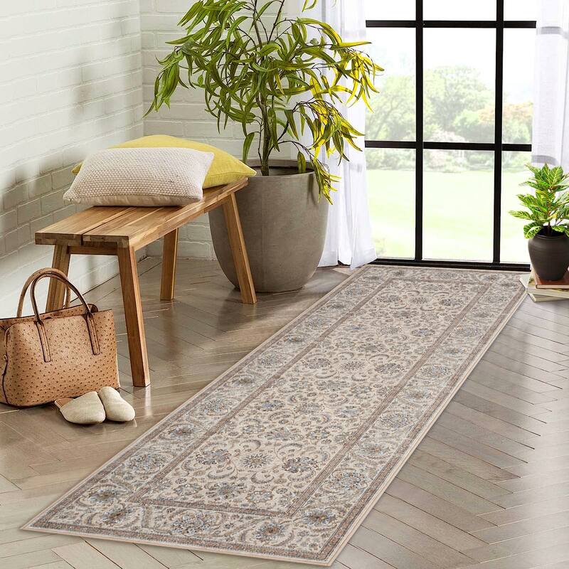 Washable Area Rugs for Living Room Stain Resistant Carpet Vintage Rugs Bedroom Low Pile Non Slip Accent Carpet