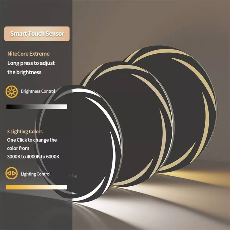 Unique LED Illuminated Round Bathroom Vanity Mirror Anti-Fog Dimmable