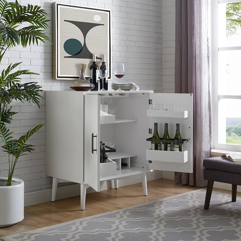 Landon Bar Cabinet In White - 31.75"W x 19"D x 36"H