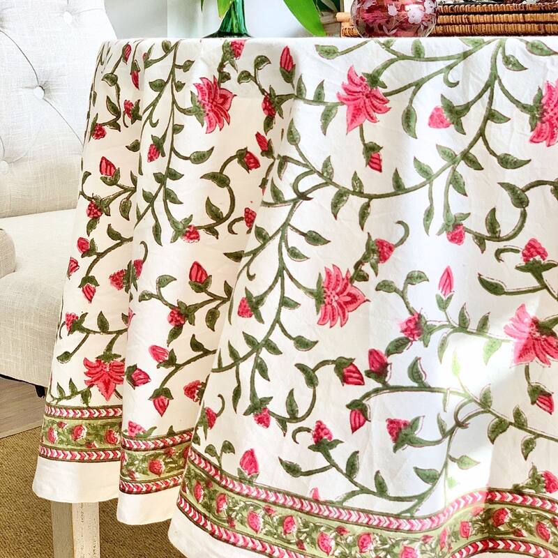 Pink Ivy Round Tablecloth