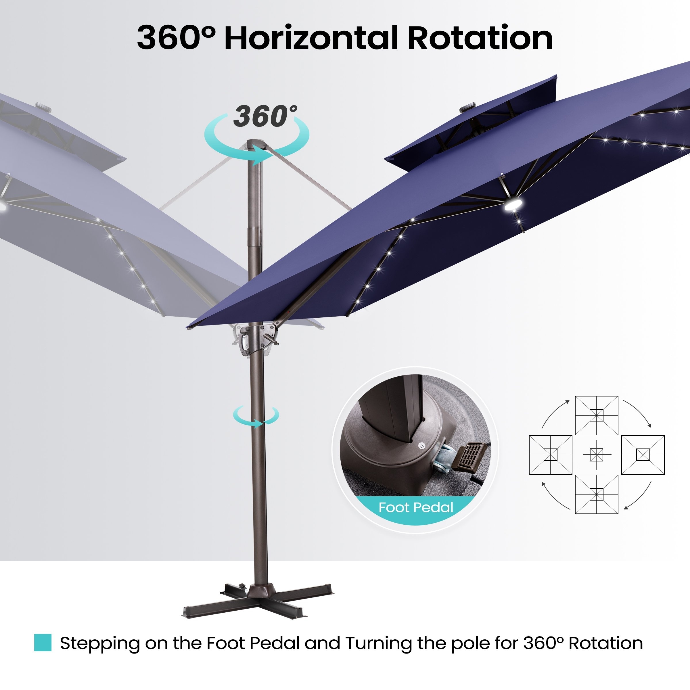led cantilever offset patio umbrella Best Choice Products 10ft 360 Rotating Easy Auto Open w/ Solar Lights enhancing your outdoor living experience with comfort and elegance Cantilever Umbrella with Solar LED
