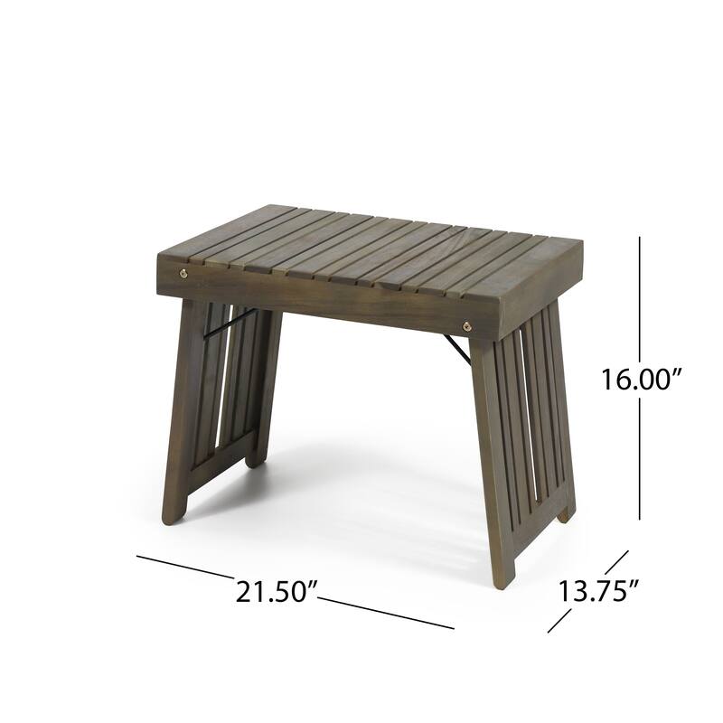Roomfitters Outdoor Side Table with Slatted Top and Foldable Legs, Acacia Wood Accent Table