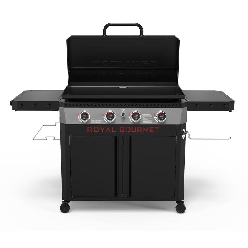 Royal Gourmet 4-Burner Black Gas Griddle with Hood
