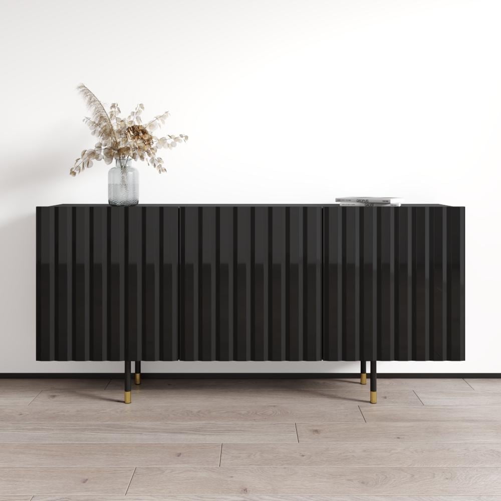 Meble Furniture Pilar 03 Sideboard Buffet Credenza 63W x 14.6D x 29.7H High Gloss Front Matte Body EU Made