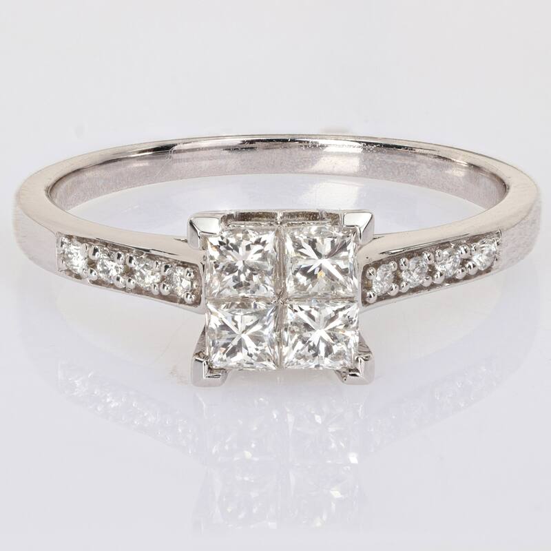 Miadora 5/8ct TDW Diamond Square Ring in 10k White Gold