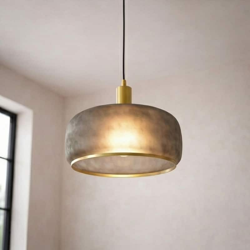 Glam Matte Black Pendant Light with Brass Accents