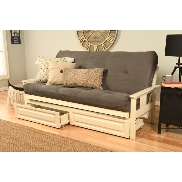 Somette Beli Mont Antique White Full size Storage Futon Set with