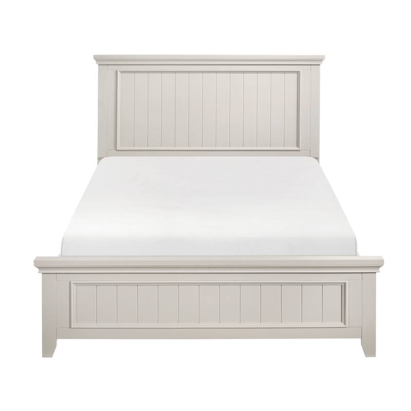 Classic White Full Size Panel Bed with Shiplap Design