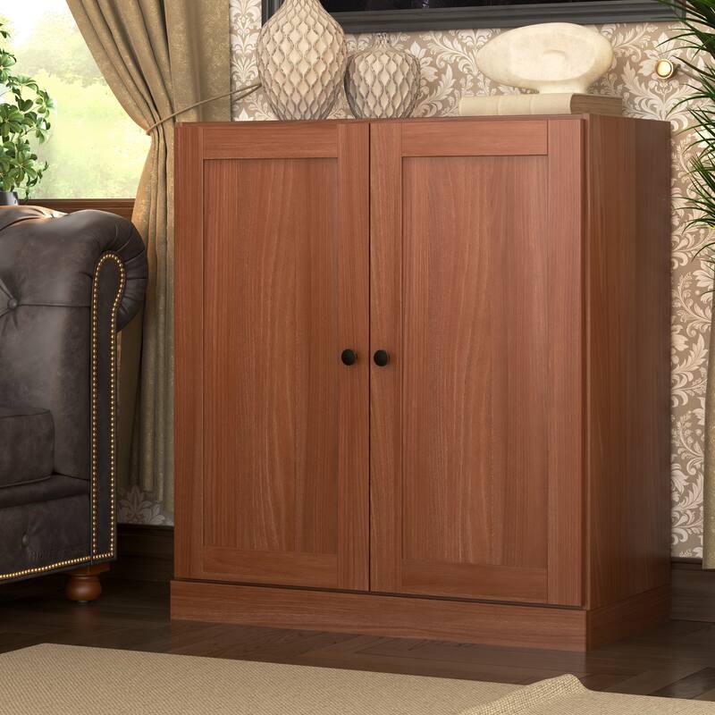 Palace Imports 100% Solid Wood 3-Shelf Bookcase with Shaker Doors and Adjustable Shelves