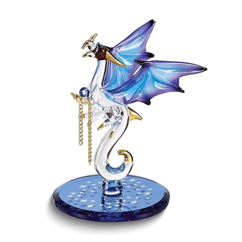 Curata Dragon with Stars Crystal Accented Handcrafted Glass Figurine