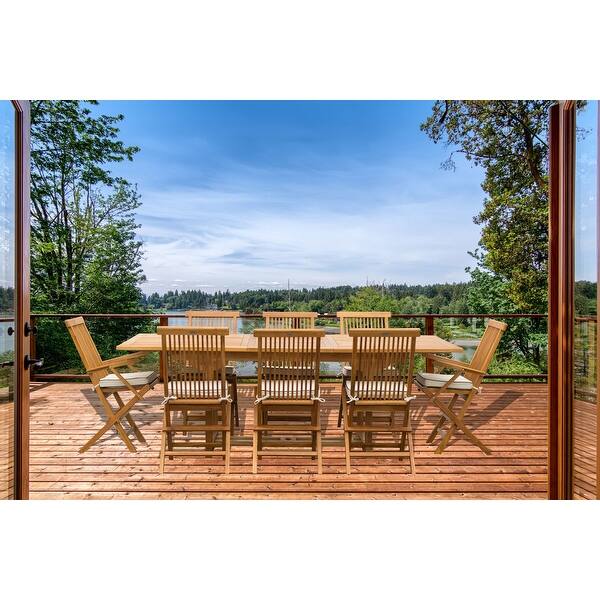 Shop Black Friday Deals On Seven Seas Teak 9 Piece Teak Wood West Palm Patio Dining Set With Rectangular Extension Table 8 Folding Arm Side Chairs Overstock 31299786