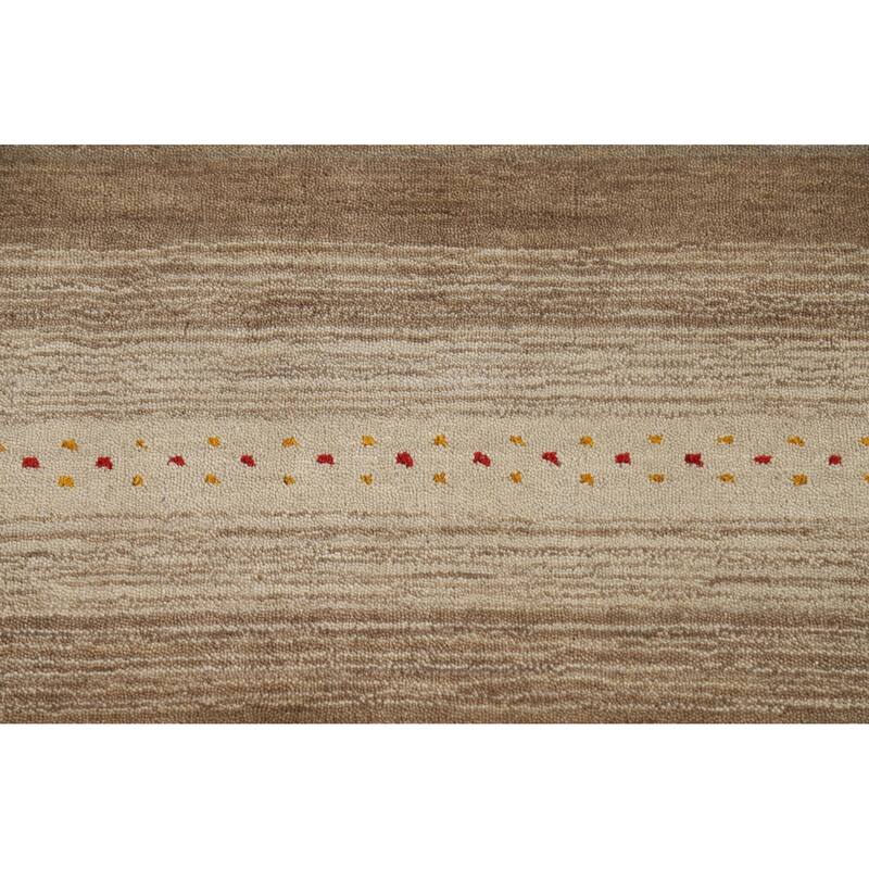 Hand Knotted Oriental 100% Wool Carpet Tribal Animal Pictorial Brown Gabbeh Area Rug - 5' 10'' X 4' 1''