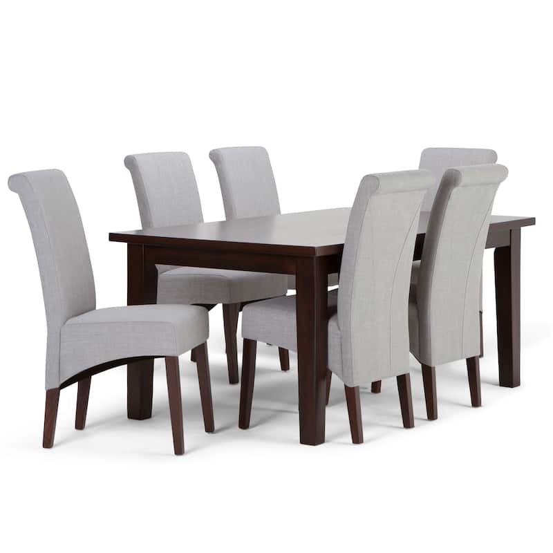 WYNDENHALL Franklin Transitional 7 Pc Dining Set with 6 Upholstered Dining Chairs and 66 inch Wide Table