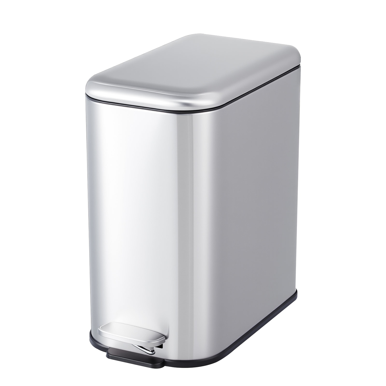 Slim Bathroom Trash Can, 1.3 Gal / 3.2 Gal Step Garbage Can, Small Metal Wastebasket