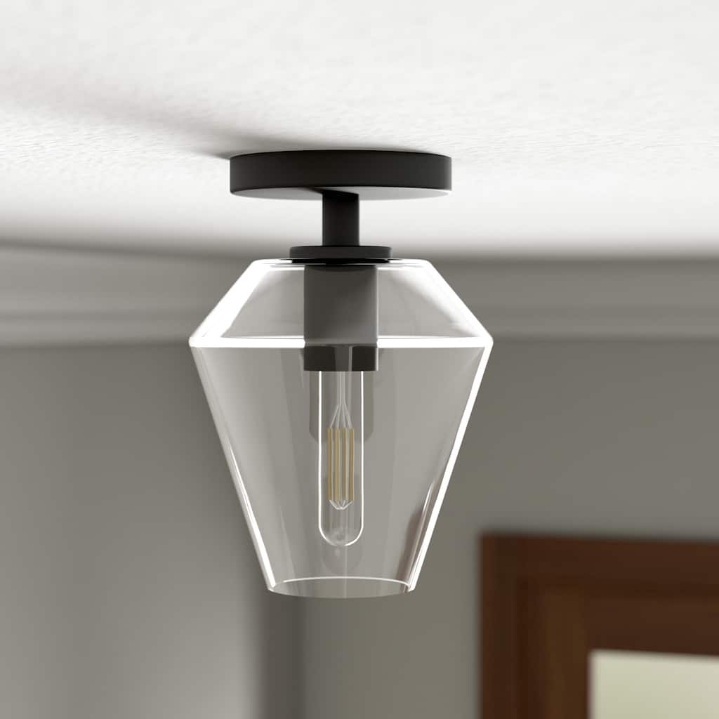 Remy 7" Wide Semi Flush Mount with Glass Shade
