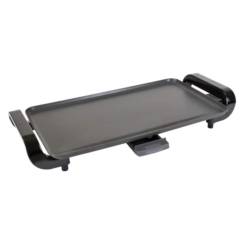 Kenmore Non-Stick Electric Griddle with Removable Drip Tray, 10"x18" - Black