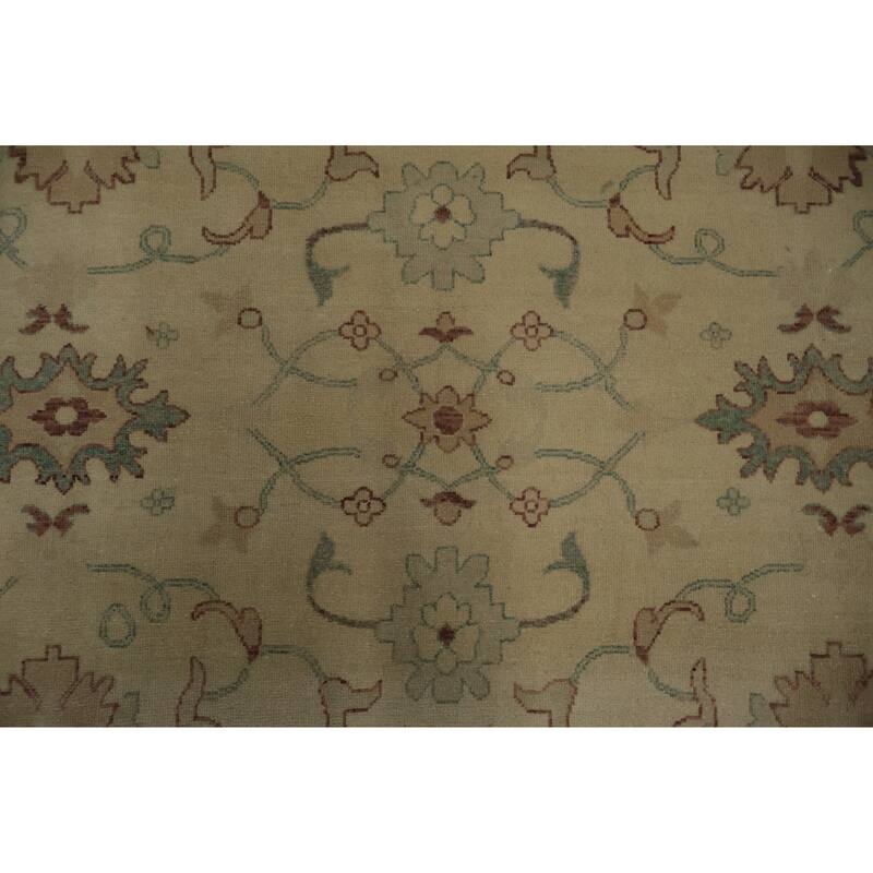 Hand Knotted Oriental 100% Wool Carpet Traditional Geometric Beige & Ivories Ziegler Area Rug - 13' 4'' X 9' 10''
