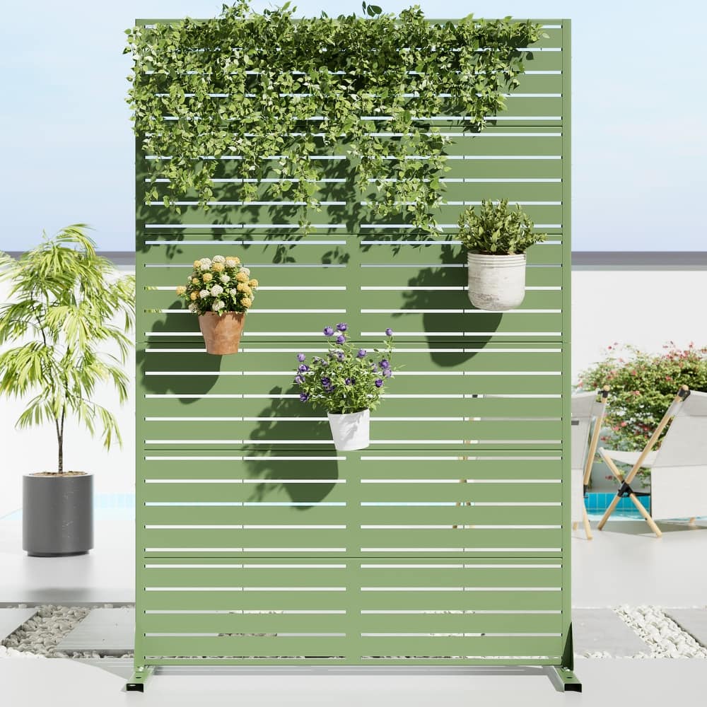 Dovelina 6ft.Outdoor Freestanding Metal Privacy Screen Decorative Garden Fence - 72"x47"