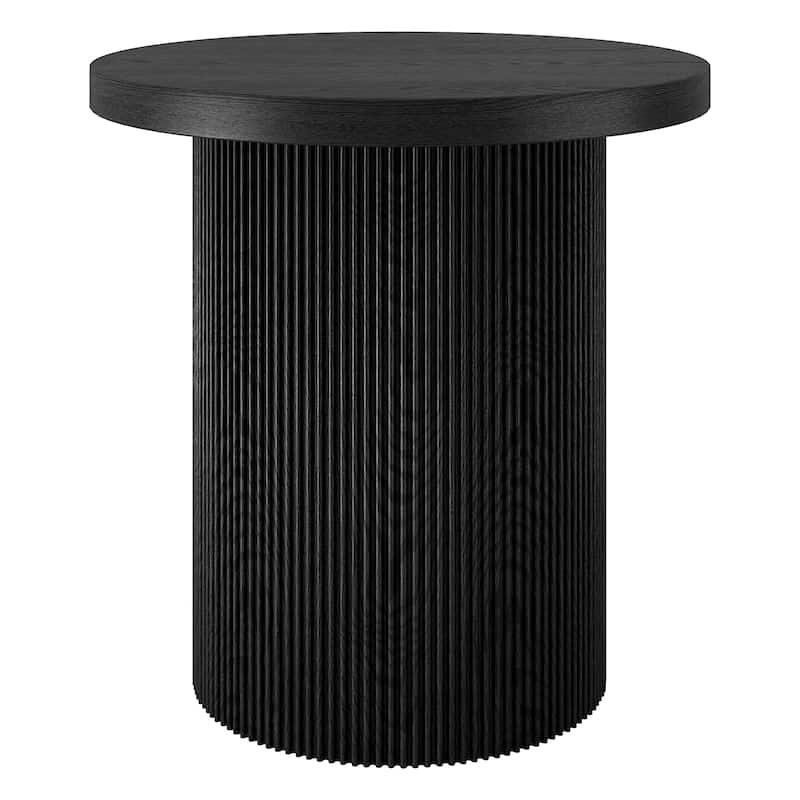 Isa 22" Wide Round Fluted Side Table - 22" Wide - Black Grain