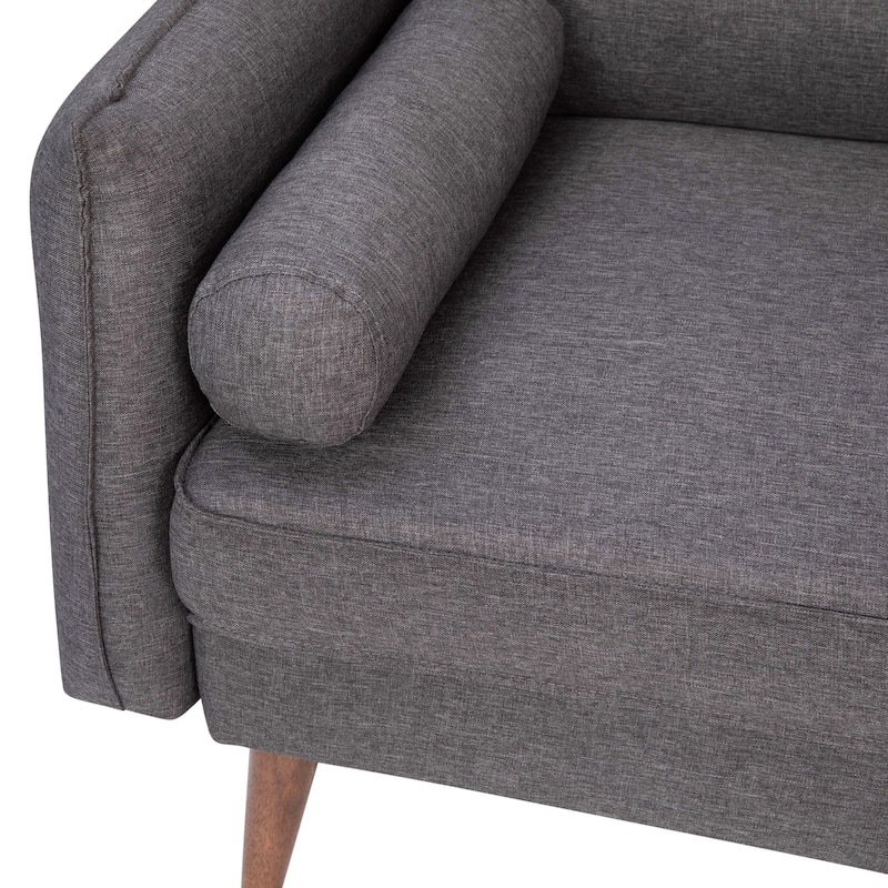 Compact Faux Linen Upholstered Loveseat with Wooden Legs