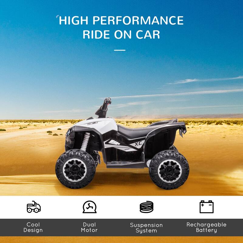 12V Electric ATV for Kids, 4-Wheeler Ride-On with Wear-Resistant Wheels, Music, and Lights, Red