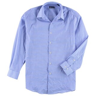 Shop John Ashford Mens Easy Care Check Button Up Dress Shirt Blue