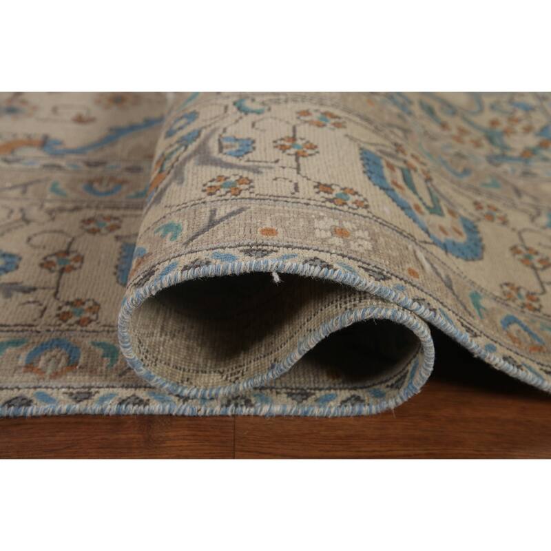 Hand Knotted Oriental 100% Wool Carpet Traditional Medallion Beige & Ivories Tabriz Area Rug - 13' 0'' X 9' 7''