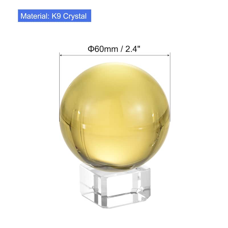 1Set K9 Crystal Ball Decorative Ball with Gift Box and Crystal Stand - Yellow - 2.4"