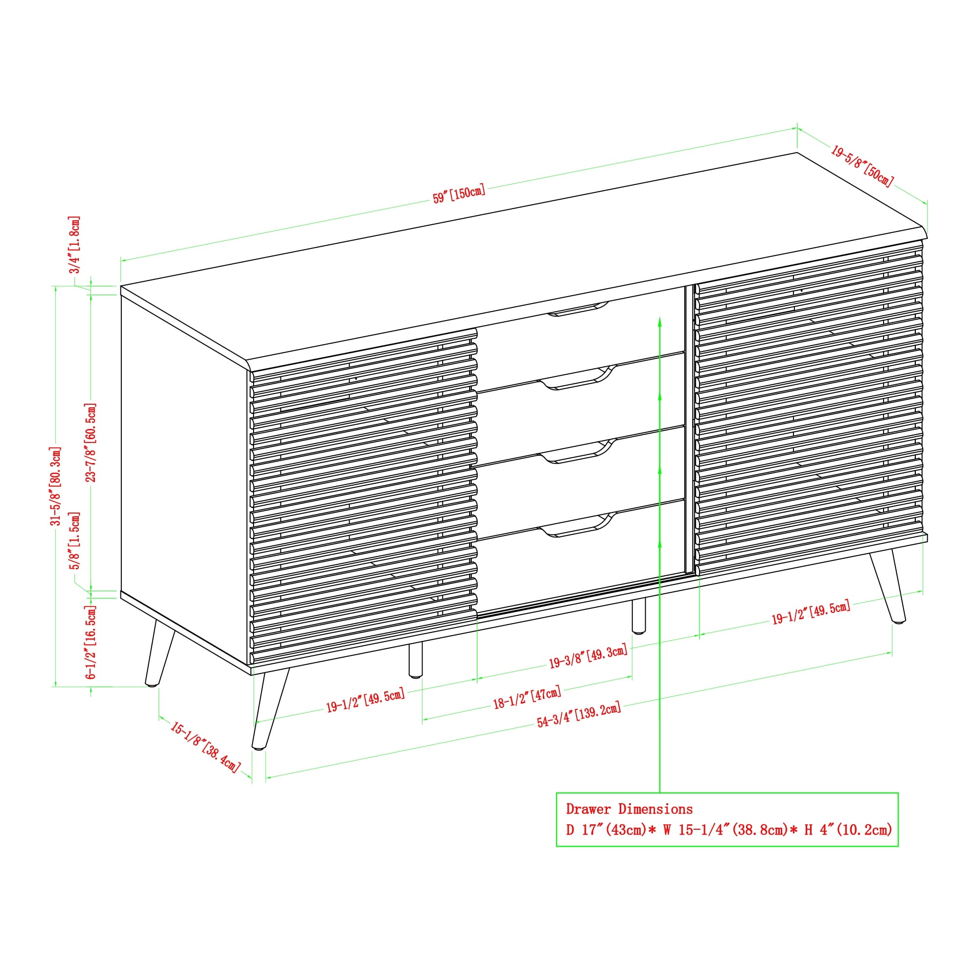 Strick & bolton sliding hot sale slat door sideboard