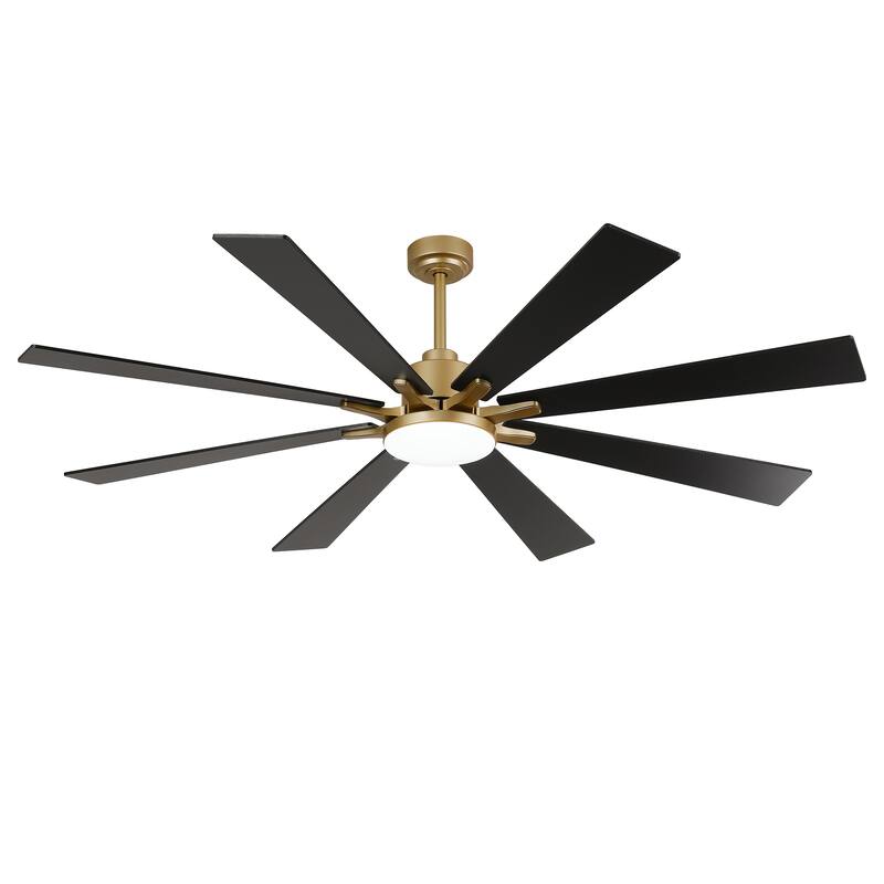 Vaczon 72" Transitional Gold Smart Large Ceiling Fan with Dimmable LED Light and Remote