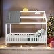preview thumbnail 26 of 37, Full Size Wood House Bed With Fence and Solid Construction For Bedroom