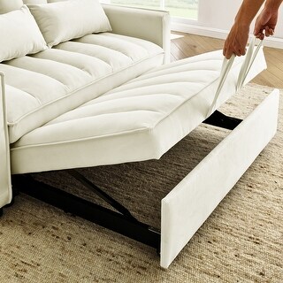 modern velvet loveseat sofa couch pull out bed,3 in one convertible ...
