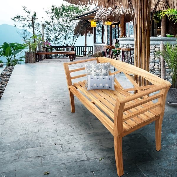 slide 2 of 6, Seven Seas Teak Montana Teak Wood Outdoor Patio Bench, 4 Foot