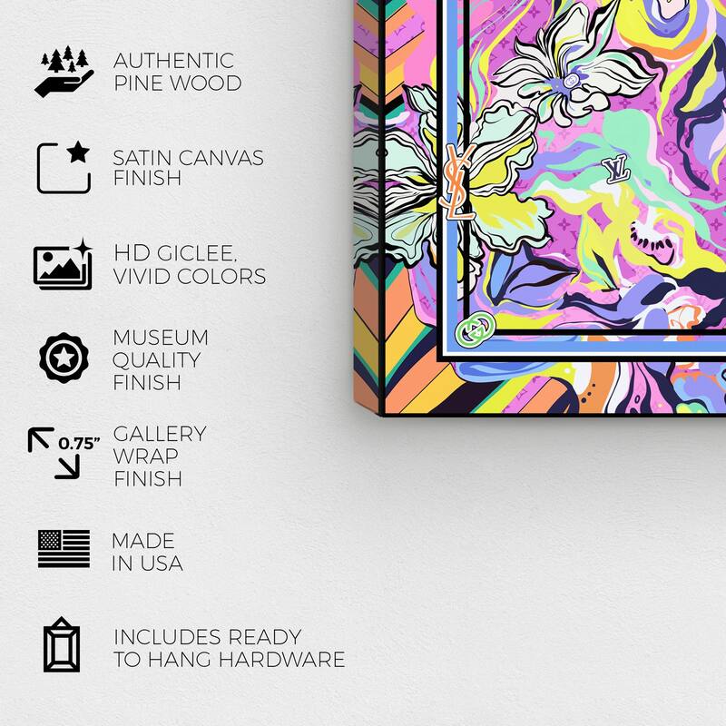 Wynwood Studio Canvas Fashion and Glam Fashion Fractal Mix Purple and Modern & Contemporary Wall Art Canvas Print