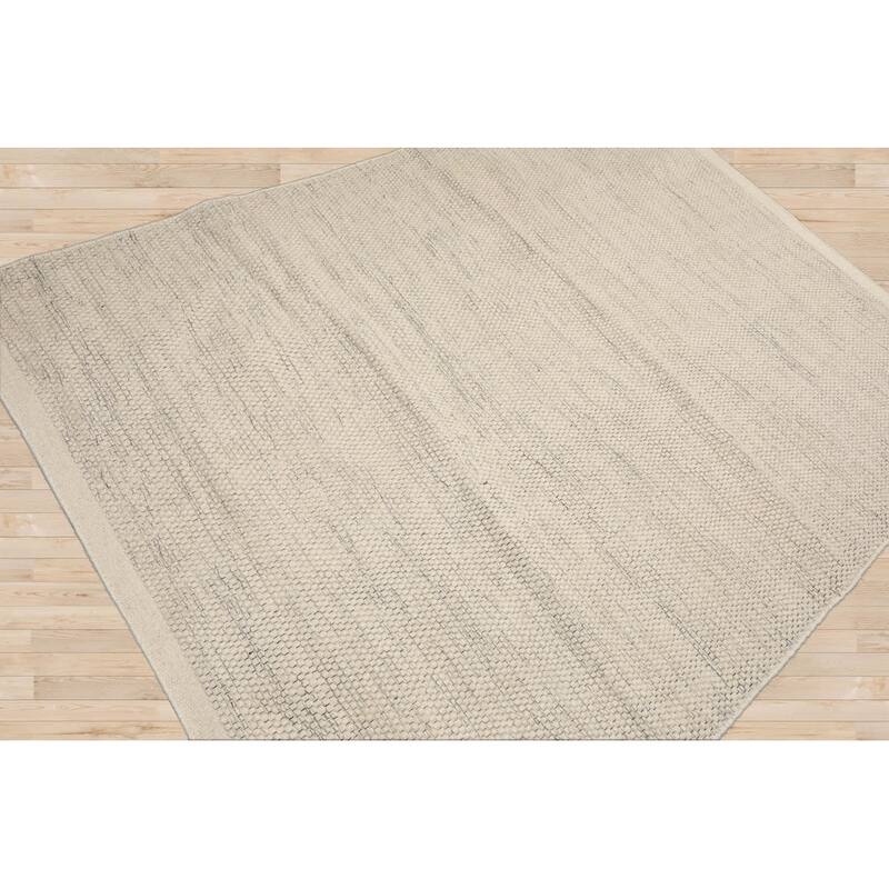 LoomBloom Ivory Hand Woven Designer Kilim 100% Wool Oriental Area Rug - 5' 3'' x 7' 7''