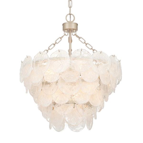 slide 2 of 4, Yep by Golden Lighting Cascada 8-light Pendant in Aegean Silver and Cirrus Cloud Glass - Gold