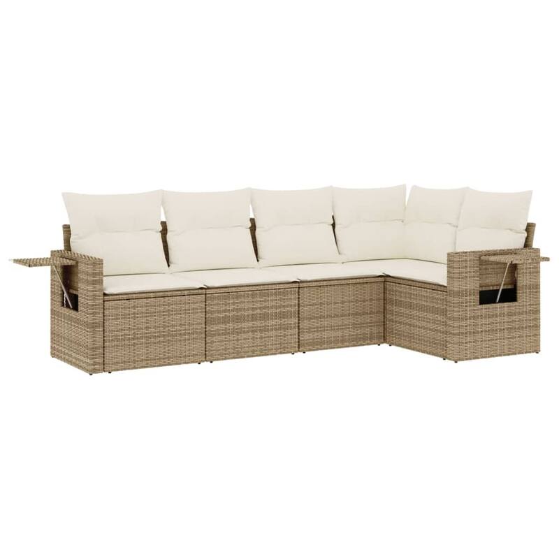vidaXL Patio Sofa Set with Cushions Outdoor Conversation Furniture Poly Rattan