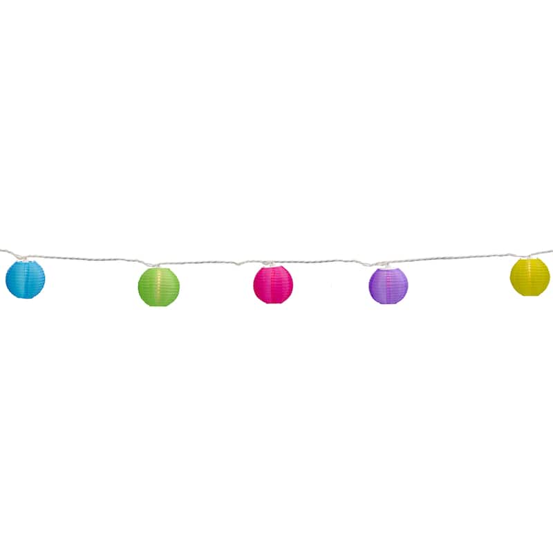 10-Count Multi-Color Summer Paper Lantern Patio Lights 8.5ft White Wire - Multicolor